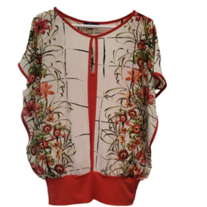 Unbranded Blouse Womens Summer Cream Red Floral Red Tank Top Medium (size tag mi
